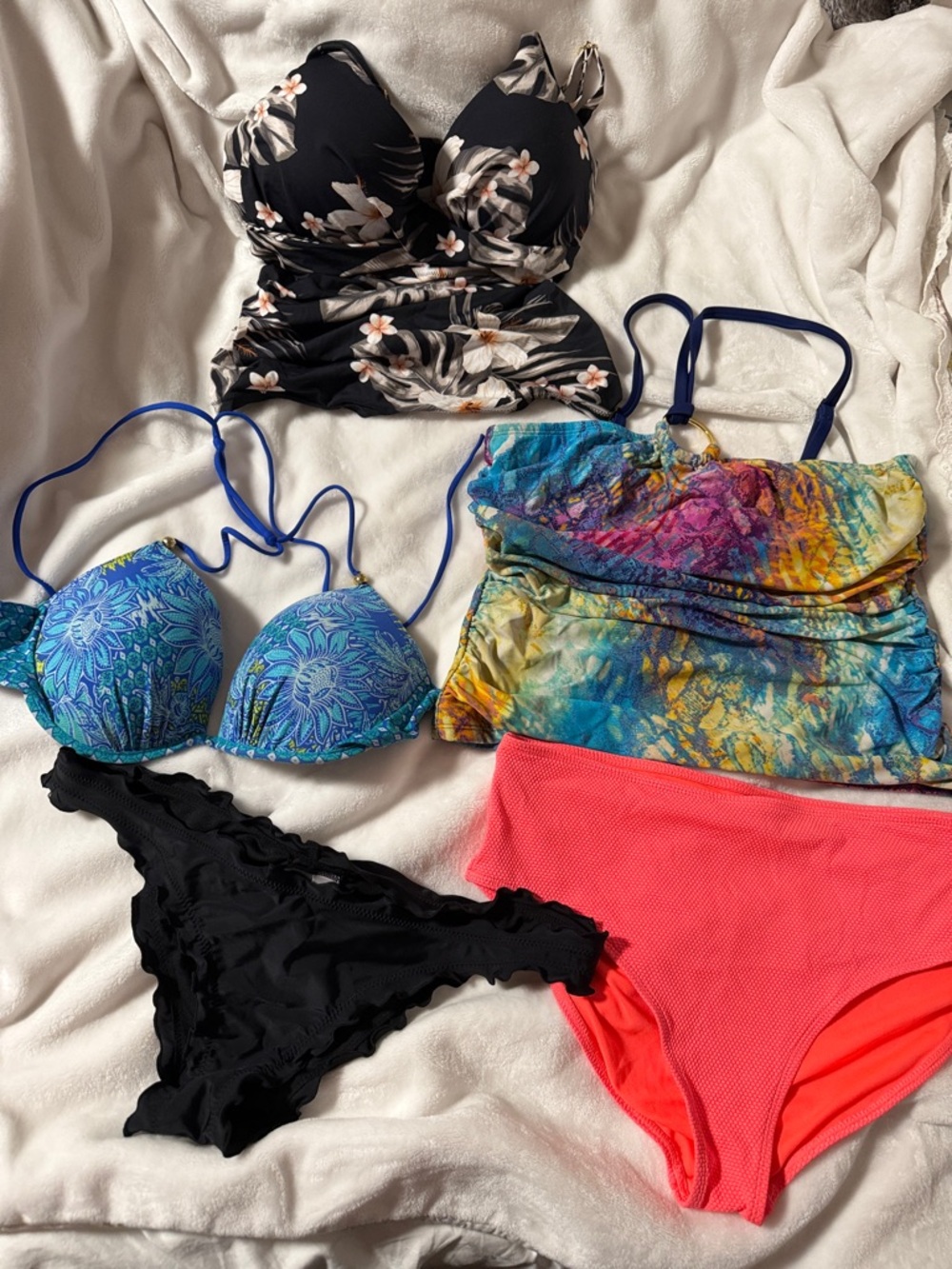Women’s Multi-Color & Black Floral Swimwear Set